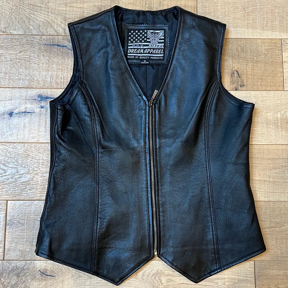 Women's Black Leather Vest